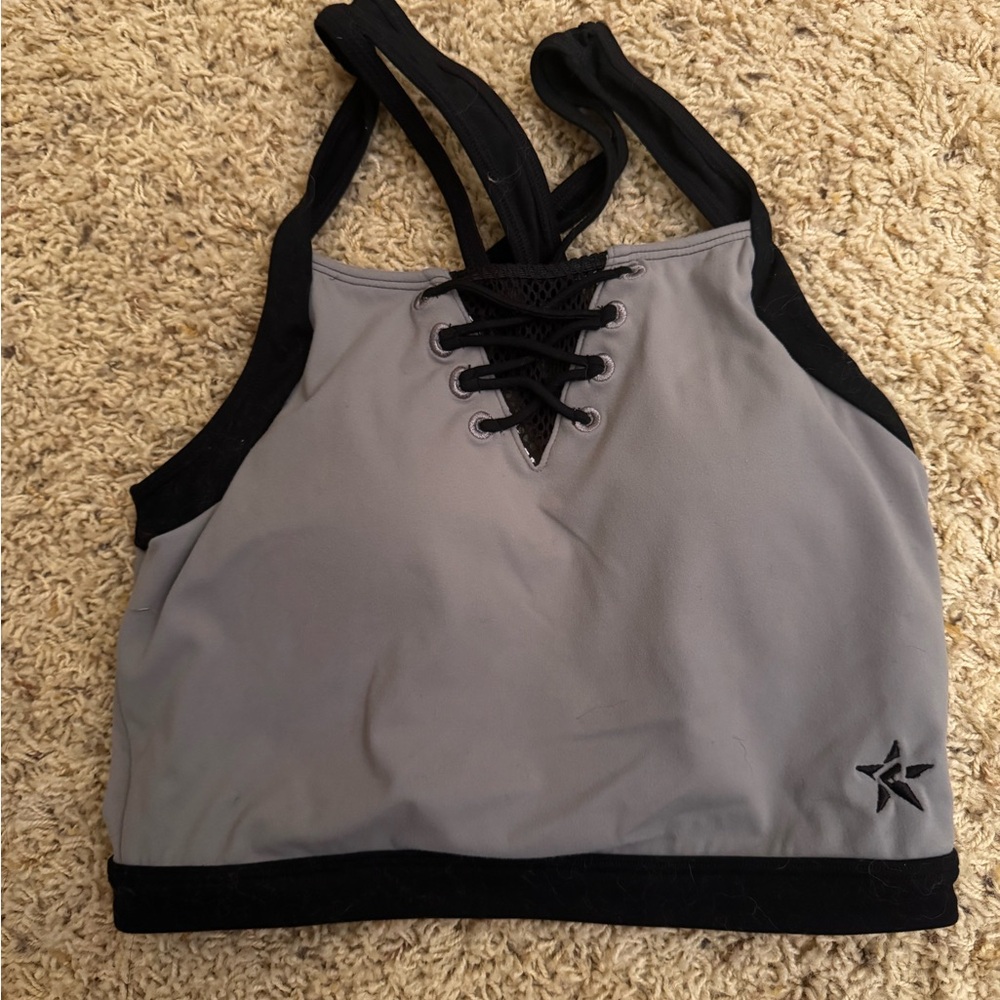 Gray and Black Women's Top